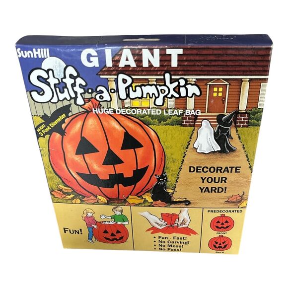 Vintage 1989 Sun Hill Giant Stuff A Pumpkin Halloween Leaf Bag 114 Gallons *New - Picture 2 of 2